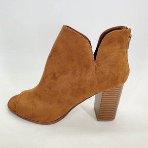 Zigi Girl Womens Ankle Booties Brown Block Heel Peep Toe Back Zipper 10‎ M